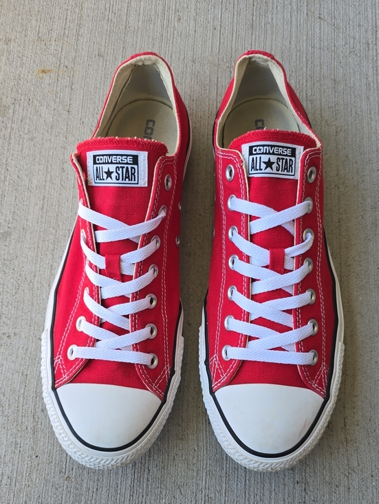 Converse Shoes - Chuck Taylor Low Top Canvas Sneakers - Red & White W14M12 #X9696 Unisex